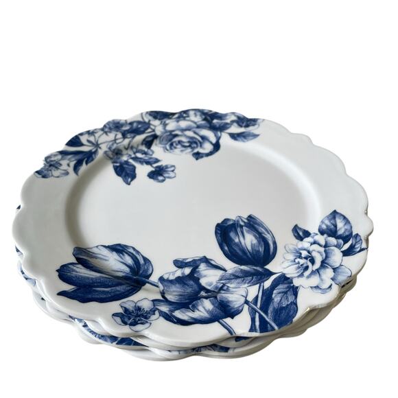 Rachel Ashwell Farmhouse Blue Floral Melamine Salad Plates 9in Set of 4 NEW - Picture 5 of 15